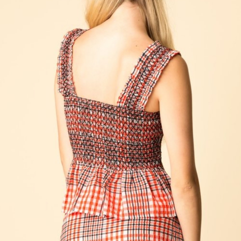 NWT Ganni Charron smocked top big apple red 34/XS - Picture 3 of 6